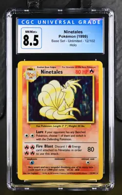 CGC 8.5 Ninetales 12/102 1999 Base Set Holo Rare Pokemon Card - Image 1