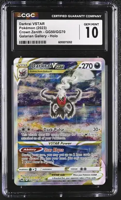 CGC 10 Darkrai VSTAR GG50 Crown Zenith Galarian Gallery Ultra Rare Pokemon Card - Image 1