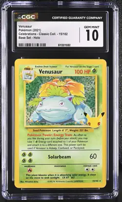 CGC 10 Venusaur 15/102 Celebrations Classic Collection Holo Pokemon Card - Image 1