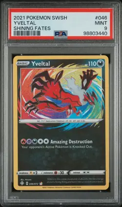 PSA 9 Yveltal 046/072 Shining Fates Amazing Rare Pokemon Card - Image 1
