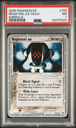 PSA 7 Registeel ex 100/106 2005 Pokemon Ex Emerald Ultra Rare Pokemon Card - Image 1