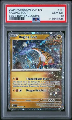 PSA 10 Raging Bolt 111/142 Stellar Crown STAMPED Best Buy Promo Pokemon Card - Image 1