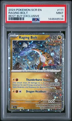 PSA 9 Raging Bolt 111/142 Stellar Crown STAMPED Best Buy Promo Pokemon Card - Image 1