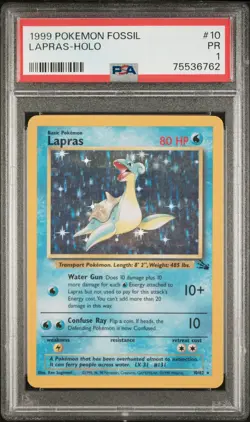 PSA 1 Lapras 10/62 1999 Fossil Holo Rare Pokemon Card - Image 1
