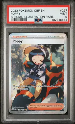 PSA 9 Poppy 227/197 Obsidian Flames Special Illustration Rare Pokemon Card - Image 1