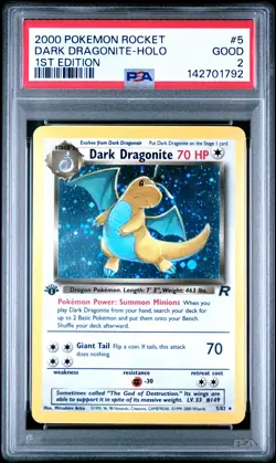PSA 2 Dark Dragonite 5/82 2000 Team Rocket 1st Edition Holo Rare Pokemon Card - Image 1