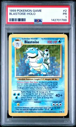 PSA 1 Blastoise 2/102 1999 Base Set Holo Rare Pokemon Card - Image 1