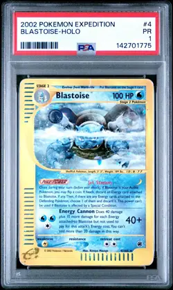 PSA 1 Blastoise 4/165 2002 Expedition Holo Rare Pokemon Card SWIRL - Image 1