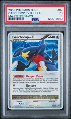 PSA 1 Garchomp LV. X 97/100 Majestic Dawn Ultra Rare Pokemon Card POP 2 - Image 1