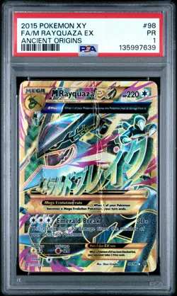 PSA 1 M Rayquaza EX 98/98 2015 Ancient Origins Ultra Rare Pokemon Card - Image 1