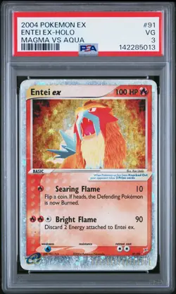 PSA 3 Entei ex 91/95 2004 Team Magma Vs Team Aqua Ultra Rare Pokemon Card - Image 1