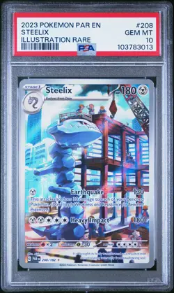 PSA 10 Steelix 208/182 2023 Paradox Rift Illustration Rare Pokemon Card - Image 1