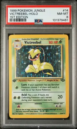 PSA 8 Victreebel 14/64 1999 Jungle 1st Edition Holo Rare Pokemon Card - Image 1
