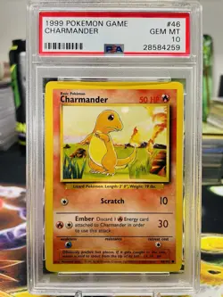 PSA 10 Charmander 46/102 1999 Base Set Common Pokemon Card - Image 1