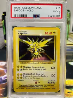 PSA 2 Zapdos 16/102 1999 Base Set Holo Rare Pokemon Card - Image 1