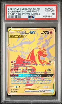 PSA 10 Reshiram & Charizard GX SM247 Sun & Moon Black Star Promo Pokemon Card - Image 1