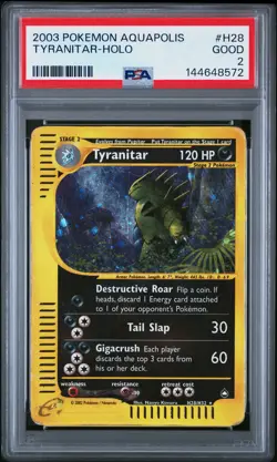 PSA 2 Tyranitar H28/H32 2003 Aquapolis Holo Rare Pokemon Card - Image 1