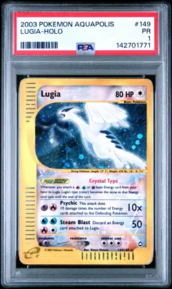 PSA 1 Lugia 149/147 2003 Aquapolis Secret Rare Pokemon Card SWIRL - Image 1