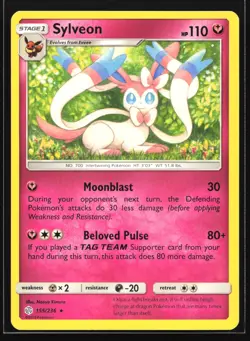 Sylveon 155/236 SM - Cosmic Eclipse Rare Pokemon Card - Image 1