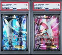 Sequential PSA 1 Latios 113 & Latias 112 Plasma Freeze Ultra Rare Pokemon Cards - Image 1