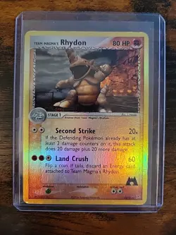 Team Magma's Rhydon 22/95 Team Magma vs Team Aqua Reverse Holo Pokemon VTG TCG - Image 1