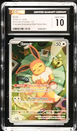 CGC 10 Eevee 173 Prismatic Evolutions Elite Trainer Box Black Star Promo Pokemon - Image 1