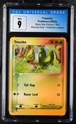 CGC 9 Treecko 003 2003 Black Star Promo Pokemon League Reverse Holo Pokemon - Image 1