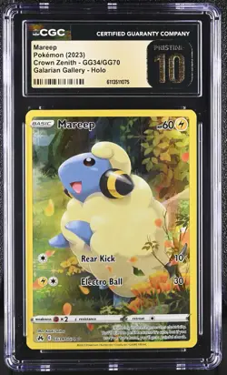 CGC 10 PRISTINE Mareep GG34 Crown Zenith Galarian Gallery Ultra Rare Pokemon - Image 1