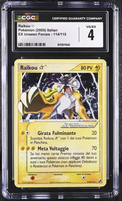 CGC 4 Raikou Gold Star 114/115 2005 EX Unseen Forces Ultra Rare Italian Pokemon - Image 1