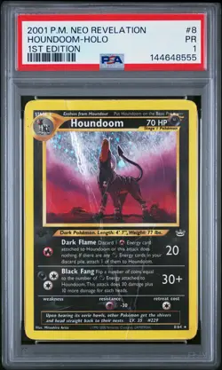 PSA 1 Houndoom 8/64 2001 Neo Revelation 1st Edition Holo Rare Pokemon POP 12 - Image 1
