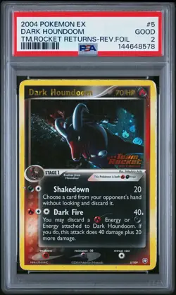PSA 2 Dark Houndoom 5/109 2004 Team Rocket Returns STAMPED Reverse Holo Pokemon - Image 1