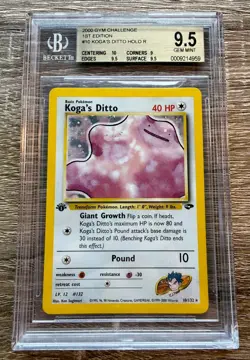 1st Edition Koga's Ditto 10/132 Holo TCG Pokemon Card BGS 9.5 (not PSA CGC) 9 10 - Image 1