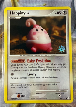 Pokemon TCG Happiny 52/123 Holiday Countdown Snowflake Stamped English Card 2007 - Image 1