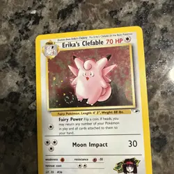 Pokemon TCG Erika's Clefable Gym Heroes Holo SWIRL Card 3/132 NM - Image 1