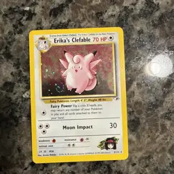 Pokemon TCG Erika's Clefable Gym Heroes Holo SWIRL Card 3/132 NM - Image 4