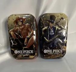 Bandai Namco One Piece Card Game Tin Pack Set Vol.2 Storage Tins Orange Blue - Image 1