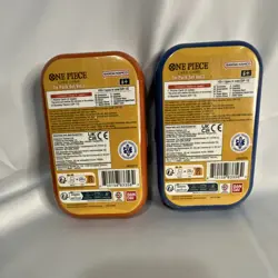 Bandai Namco One Piece Card Game Tin Pack Set Vol.2 Storage Tins Orange Blue - Image 2