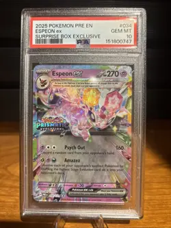 Pokemon TCG Prismatic Evolutions Espeon EX Stamped Surprise 034/131 Promo PSA 10 - Image 1