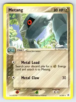 Metang 21/101 2004 EX Hidden Legends Pokemon Card TCG Non Holo Rare - VLP - Image 1