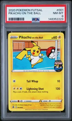 2 x 2020 Pokemon Futsall Pikachu On The Ball 001/005 - PSA 8 - Image 1
