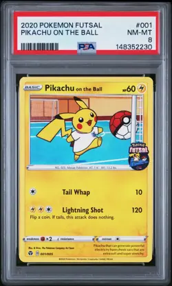 2 x 2020 Pokemon Futsall Pikachu On The Ball 001/005 - PSA 8 - Image 2