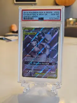 Pokemon Unified Minds Mewtwo and Mew GX (Full Art) 222/236 PSA [10] - Image 1