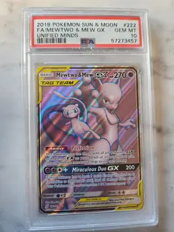 Pokemon Unified Minds Mewtwo and Mew GX (Full Art) 222/236 PSA [10] - Image 3
