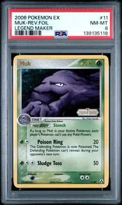 2006 Pokemon EX Legend Maker Muk-Reverse Holo Foil #11 PSA NM-MT 8 - Image 3