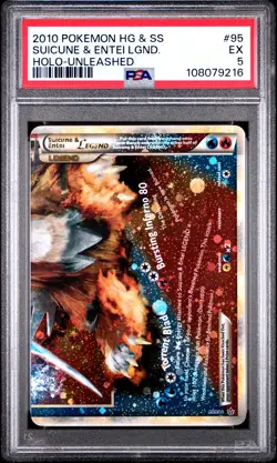 2010 POKEMON HEARTGOLD & SOULSILVER UNLEASHED SUICUNE & ENTEI LEGEND-HOLO PSA 5 - Image 1