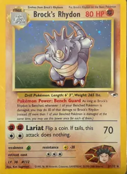 POKEMON JAPANESE GYM # 112 BROCK'S RHYDON HOLO PSA 8 NEAR MINT-MINT - Image 1