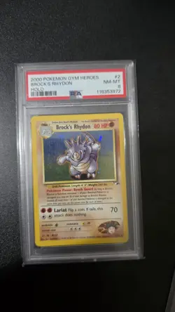 POKEMON JAPANESE GYM # 112 BROCK'S RHYDON HOLO PSA 8 NEAR MINT-MINT - Image 2