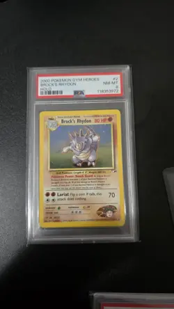 POKEMON JAPANESE GYM # 112 BROCK'S RHYDON HOLO PSA 8 NEAR MINT-MINT - Image 5