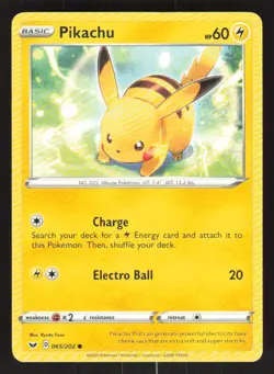 Pokemon TCG Sword & Shield Base Set Pikachu #065/202 - Image 1