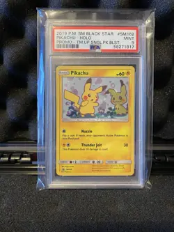 Pikachu SM162 2019 Pokemon Black Star Team Up Blister Promo Graded PSA 9 MINT - Image 1